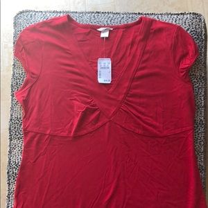 Red Cap Sleeve Top; sz L; NWT